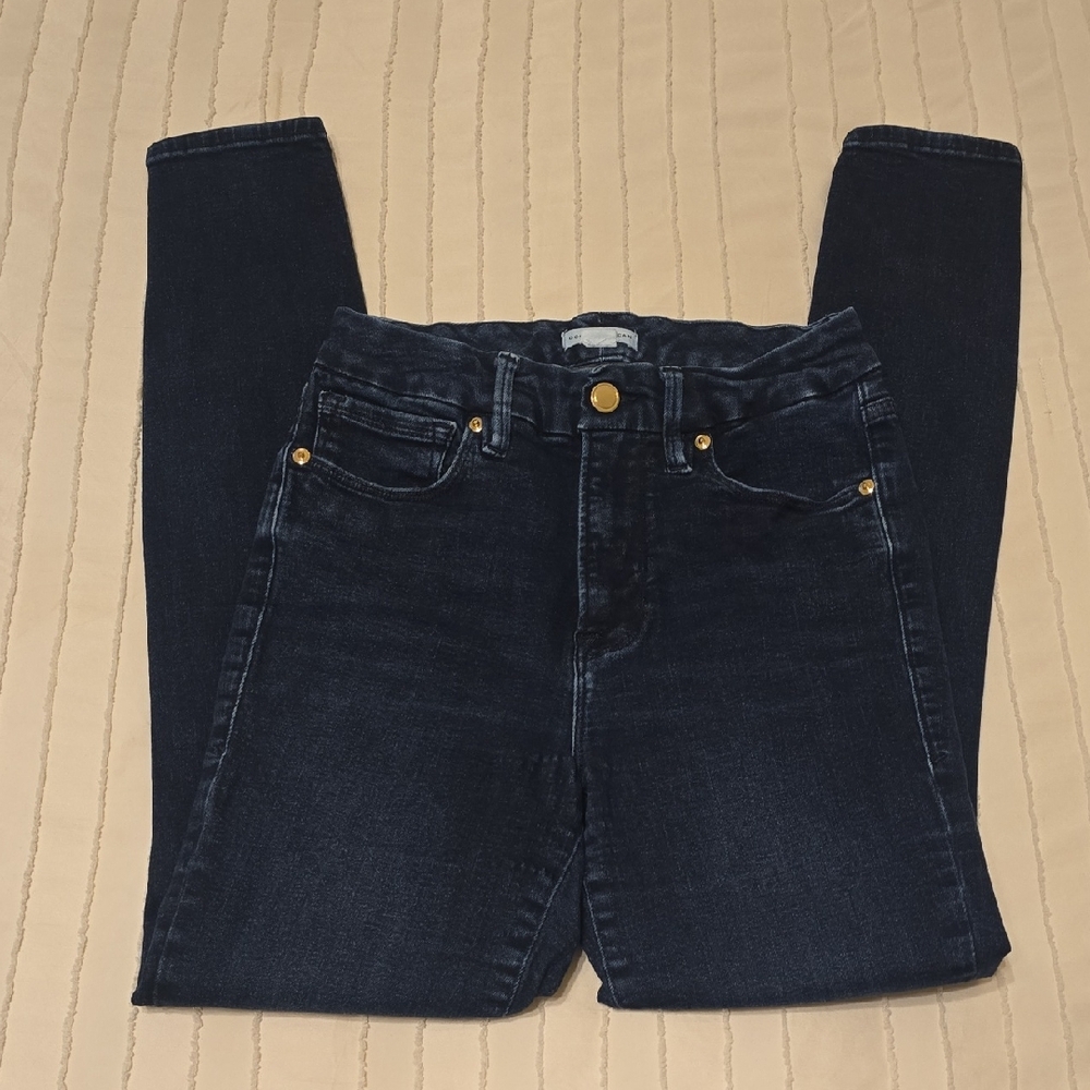 Good American Dark Indigo Skinny Stretch Denim Jeans, Size 4 27